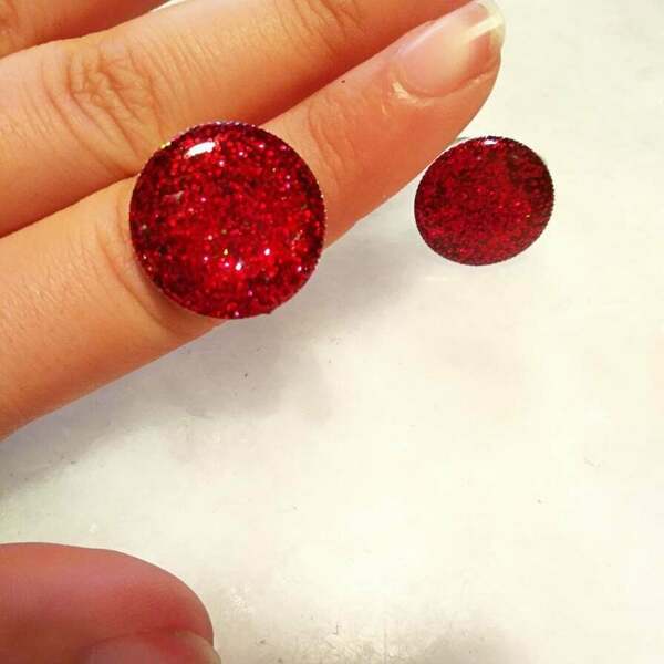 Δαχτυλίδι από υγρό γυαλί κοκκινο glitter - γυαλί, μεγάλα, αυξομειούμενα, φθηνά - 2