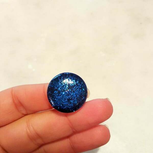 Δαχτυλίδι από υγρό γυαλί μπλε glitter - γυαλί, μεγάλα, αυξομειούμενα, φθηνά - 2