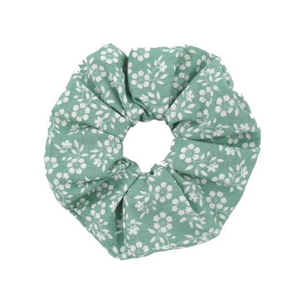 Scrunchie Green Flow - ύφασμα, λαστιχάκια μαλλιών