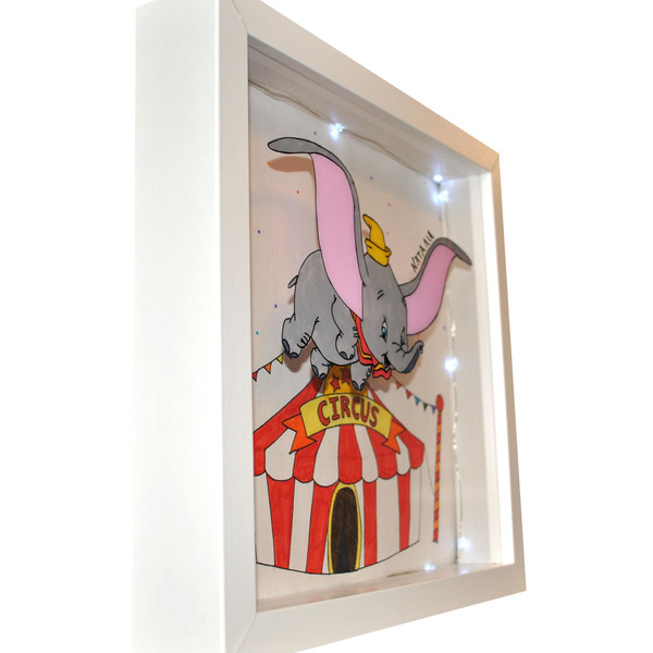 Dumbo Φωτιστικό Καδράκι - πίνακες & κάδρα, κορίτσι, αγόρι, παιδικά κάδρα - 3