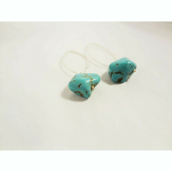 Σκουλαρίκι Κρεμαστό Τιρκουάζ - ασήμι, κρεμαστά - 2