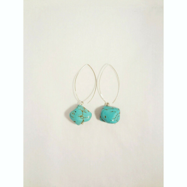 Σκουλαρίκι Κρεμαστό Τιρκουάζ - ασήμι, κρεμαστά - 3