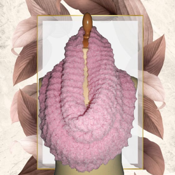 157. Χειροποίητος πλεκτός Λαιμός XL-Baby Pink-No157. - ακρυλικό, λαιμοί - 3