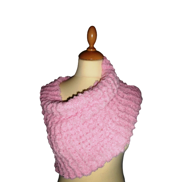 157. Χειροποίητος πλεκτός Λαιμός XL-Baby Pink-No157. - ακρυλικό, λαιμοί - 4