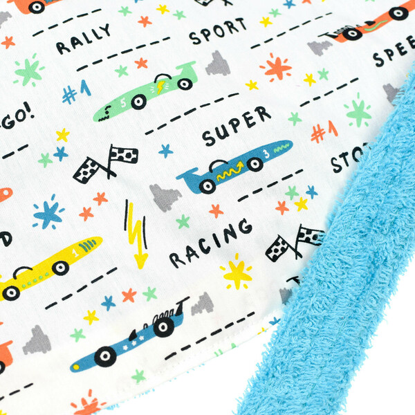 Τυρκουάζ παιδικό μπουρνούζι (2-14ετών) με μονόγραμμα, αγωνιστικά αυτοκίνητα - αγόρι, αυτοκινητάκια, δώρα για αγόρια, παιδικά ρούχα - 3
