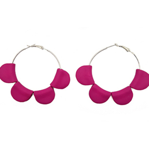 Σκουλαρίκια από πηλό, με σχέδια σε ροζ-μοβ χρώμα - πηλός, κρίκοι, μεγάλα, faux bijoux