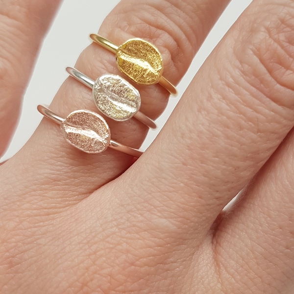 Ασημένιο Δαχτυλίδι Coffee bean Ring - μικρά, σταθερά, ασήμι 925, βεράκια