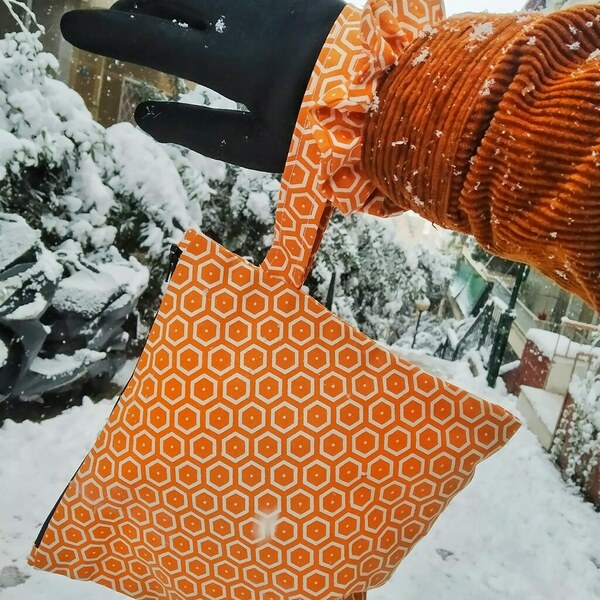 Pouch Orange Kypseli small - ύφασμα, καλλυντικών, ταξιδίου, μικρές, φθηνές - 4