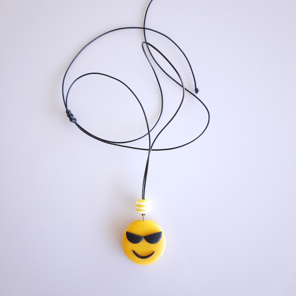 "Cool emoji" Χειροποίητο κολιέ από πηλό - κοσμήματα, παιδικά κολιέ - 3