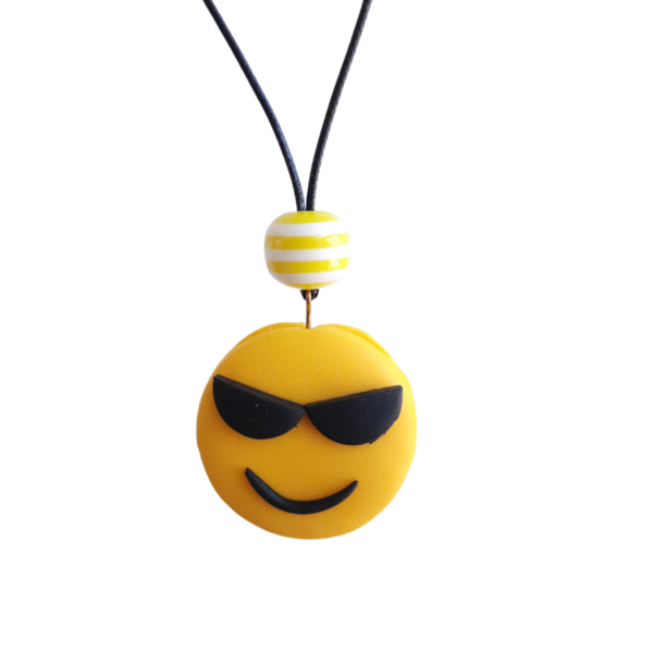 "Cool emoji" Χειροποίητο κολιέ από πηλό - κοσμήματα, παιδικά κολιέ