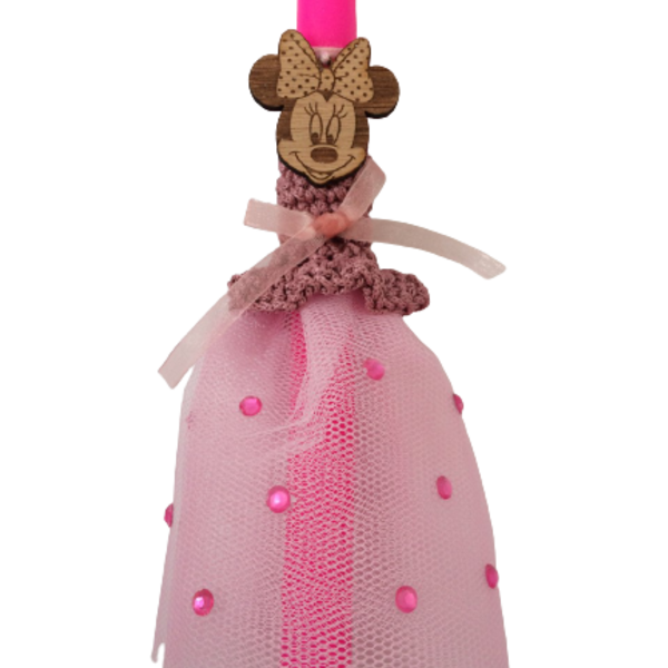 Βρεφικό σετ λαμπάδα "Ροζ ποντικίνα με χειροποίητο τσαντάκι backpack" - κορίτσι, λαμπάδες, για παιδιά, ήρωες κινουμένων σχεδίων, για μωρά - 2