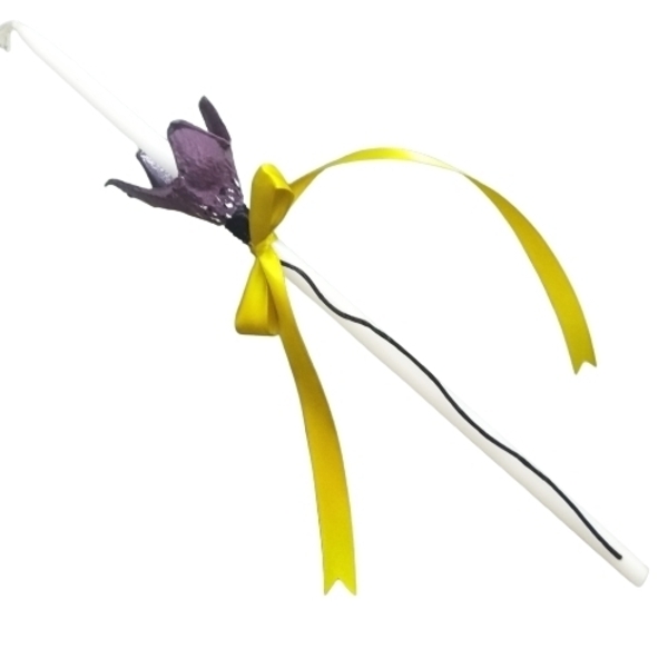 Λαμπάδα, λουλούδι μωβ, κεράκι,χειροποίητη, χαρτοπολτός. 0.40*0.05εκ. - λαμπάδες, χειροποίητα, λουλούδι, για ενήλικες, για εφήβους
