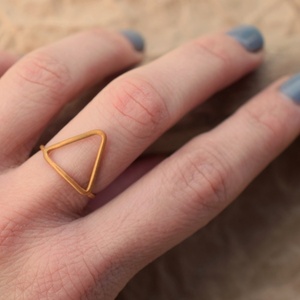 Δαχτυλίδι τρίγωνο ανοιχτό ασήμι 925 - ασήμι, επιχρυσωμένα, ασήμι 925, γεωμετρικά σχέδια, αυξομειούμενα - 3