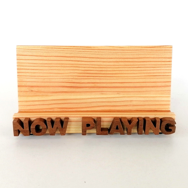 Bάση "Now Playing" για δίσκο βινυλίου από ανακυκλωμένο ξύλο πεύκο και καρυδιά - χειροποίητα - 3