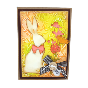 Πασχαλινή κάρτα - Λαγός με φιόγκο - λουλούδια, πάσχα, λαγουδάκι, κουνελάκι, ευχετήριες κάρτες