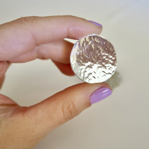 Σφυρήλατα Σκουλαρίκια Δίσκοι, Ασήμι 925 - ασήμι, δίσκος, γεωμετρικά σχέδια, καρφωτά - 3