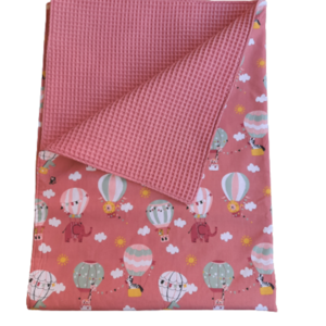 Βρεφική κουβερτούλα αγκαλιάς ροζ "αερόστατα" 1 X 0,75 cm - κορίτσι, κουβέρτες