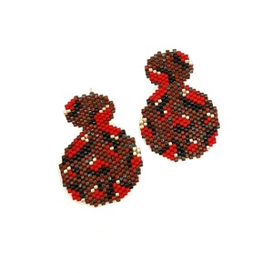 Χειροποίητα σκουλαρίκια aninal print - miyuki delica, χειροποίητα, κόκκινο, animal print