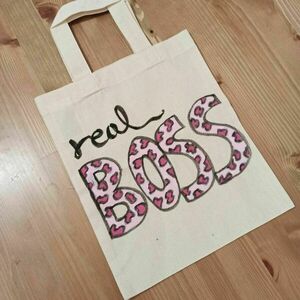 πάνινη τσάντα για ψώνια σε animal print μοτίβο ' real boss ' - animal print, ώμου, all day, tote, δώρα για γυναίκες - 2