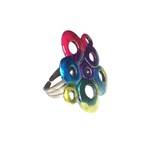 Χρωματισμένο δαχτυλίδι "ροδέλες" - αλπακάς, μικρά, boho, αυξομειούμενα, φθηνά