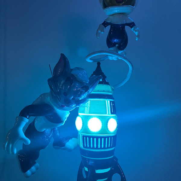 Cat and Mouse in space! (Φωτιστικο με led λαμπα) - πορτατίφ, δώρο, δωμάτιο παιδιών, παιδικά φωτιστικά - 5