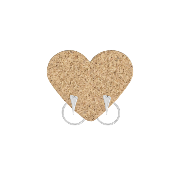 Ear Jacket Σκουλαρίκια "Heart" - ορείχαλκος, καρδιά, επάργυρα, μικρά - 3