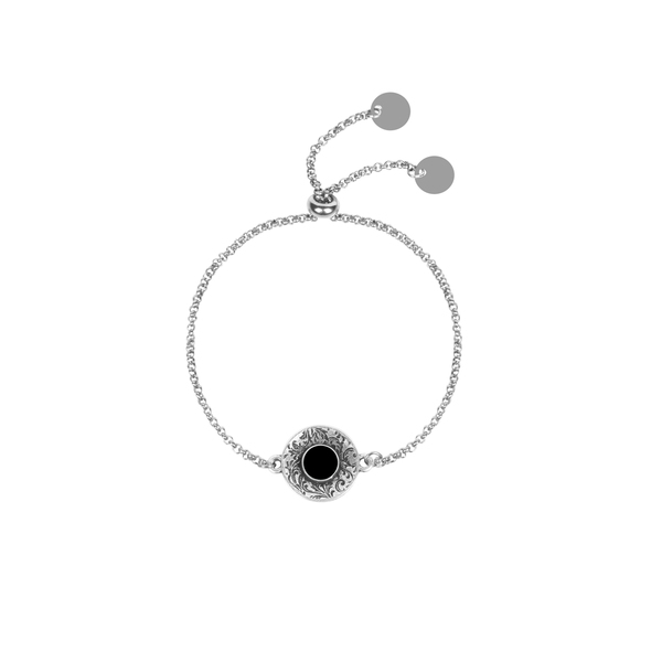 Βραχιόλι Επάργυρο "Floral Circle" - αλυσίδες, ατσάλι, boho, χεριού, αυξομειούμενα - 3