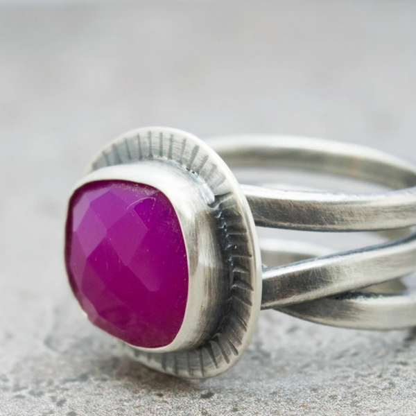 Ασημένιο δαχτυλίδι με Χαλκηδόνιο (Pink Chalcedony) - ασήμι, ημιπολύτιμες πέτρες, ασήμι 925, σταθερά