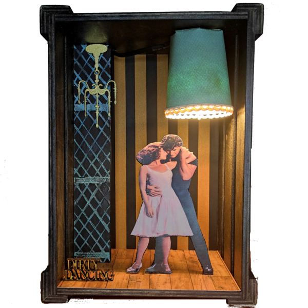 Ξύλινο χειροποίητο διακοσμητικό φωτιστικό με θέμα Dirty dansing - πορτατίφ, τοίχου, δώρα για γυναίκες, φωτιζόμενα κάδρα