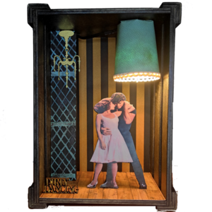 Ξύλινο χειροποίητο διακοσμητικό φωτιστικό με θέμα Dirty dansing - πορτατίφ, τοίχου, δώρα για γυναίκες, φωτιζόμενα κάδρα