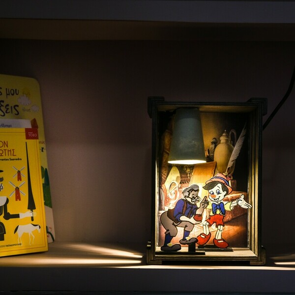 Ξύλινο χειροποίητο διακοσμητικό φωτιστικό με θέμα Pinocchio - αγόρι, γενέθλια, δώρο για βάφτιση, παιδικά φωτιστικά - 4