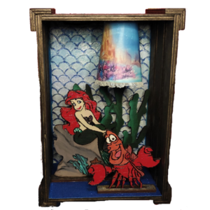 Ξύλινο χειροποίητο διακοσμητικό φωτιστικό με θέμα η γοργόνα - κορίτσι, γενέθλια, δώρο για βάφτιση, παιδικά φωτιστικά