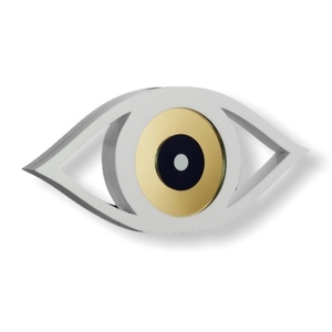 ΜΑΤΙ ΜΕΓΑΛΟ ΔΙΑΤΡΗΤΟ ΛΕΥΚΟ-ΧΡΥΣΟ ΠΛΕΞΙ CODE EYE 06 - μάτι, plexi glass, διακοσμητικά, πρωτότυπα δώρα
