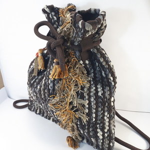 Υφαντή τσάντα πλάτης από χειροποίητη κουρελού ,backpack 22 22 - ύφασμα, πουγκί, πλάτης, all day - 5