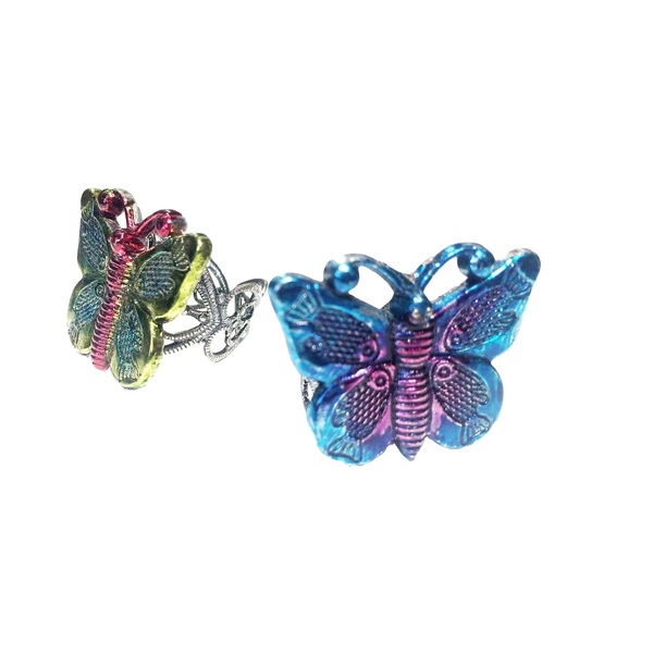 Χρωματισμένο Δαχτυλίδι "Πεταλούδα" - ορείχαλκος, μικρά, αυξομειούμενα, φθηνά