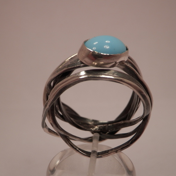 Ασημενιο δακτυλιδι με φυσικο τυρκουαζ - ημιπολύτιμες πέτρες, ασήμι 925, σταθερά, μεγάλα - 2