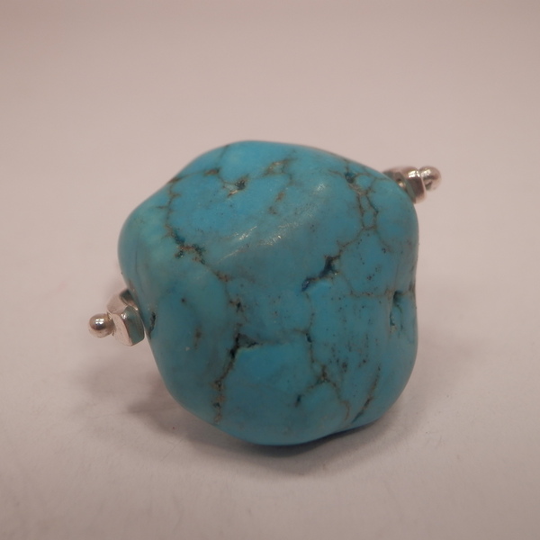 Ασημενιο δακτυλιδι με ακατεργαστο τυρκουαζ - ημιπολύτιμες πέτρες, ασήμι 925, σταθερά - 3