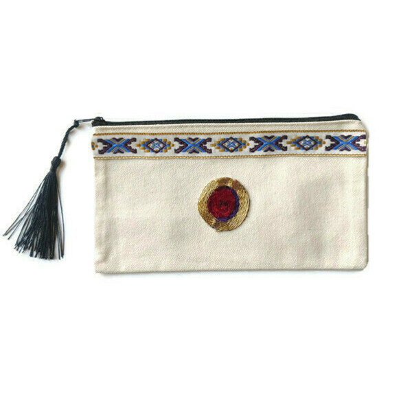 Νεσεσέρ τσάντας με φερμουάρ για καλλυντικά σε Bohemian Style! - ύφασμα, καλλυντικών