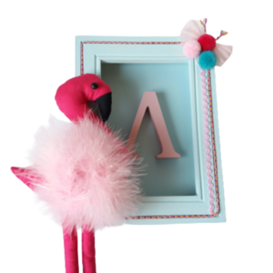 Καδράκι παιδικό ξύλινο 3D 22×16×3,2cm - πίνακες & κάδρα, κορίτσι, flamingos, δώρα γενεθλίων, προσωποποιημένα, παιδικά κάδρα
