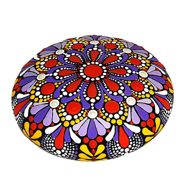 Διακοσμητικό γύψινο mandala λουλούδι 7,5x2 εκ. - ζωγραφισμένα στο χέρι, boho, διακοσμητικές πέτρες, γύψος