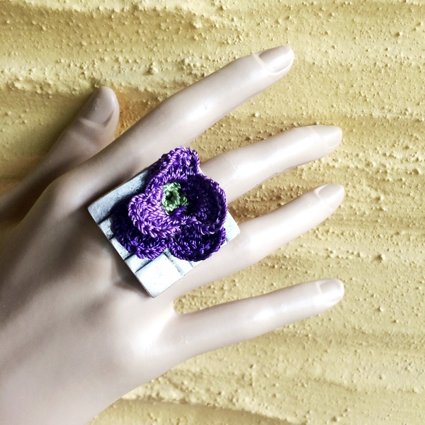 Μεγάλο δαχτυλίδι "Knit Metal" τετράγωνο με πανσέ , 3 χρώματα - αλπακάς, boho, μεγάλα, αυξομειούμενα, φθηνά - 4