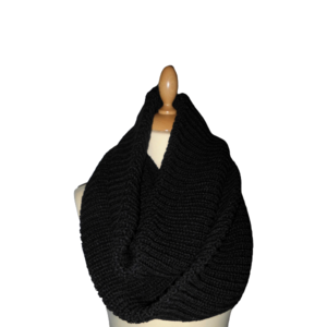 162.Infinity Scarf-Unisex-Μακρύ πλεκτό Κασκόλ-Μαύρο Νο162. - κασκόλ, ακρυλικό, unisex