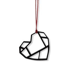 Γεωμετρική Καρδιά Από Μαύρο Πλέξιγκλας CODE L04 - γυναικεία, δώρο, plexi glass, δώρα για γυναίκες