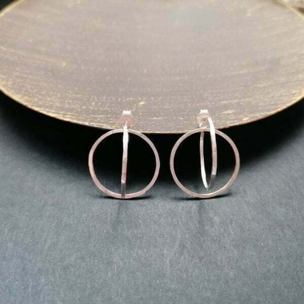Σκουλαρίκια διπλοί κρίκοι από ασήμι 925 bouble hoop earrings jacket - ασήμι, επιχρυσωμένα, μικρά - 3