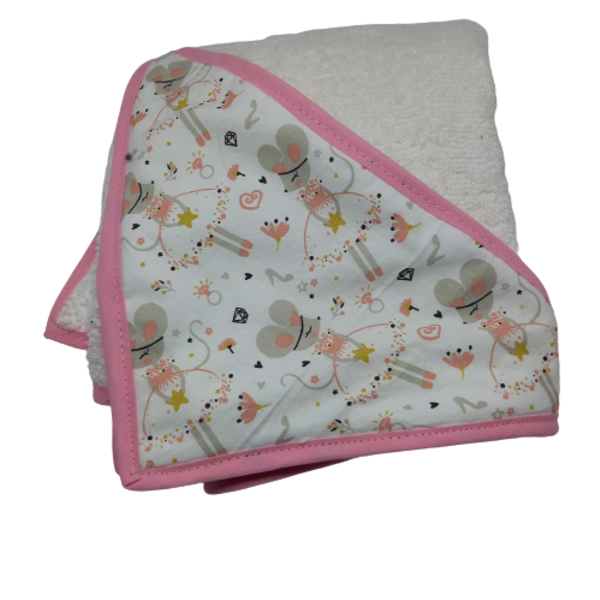 Βαμβακερή ροζ πετσετα μπαλαρινες με κουκούλα, 75x75 εκατοστα - κορίτσι, δώρο, δώρο γέννησης, πετσέτες