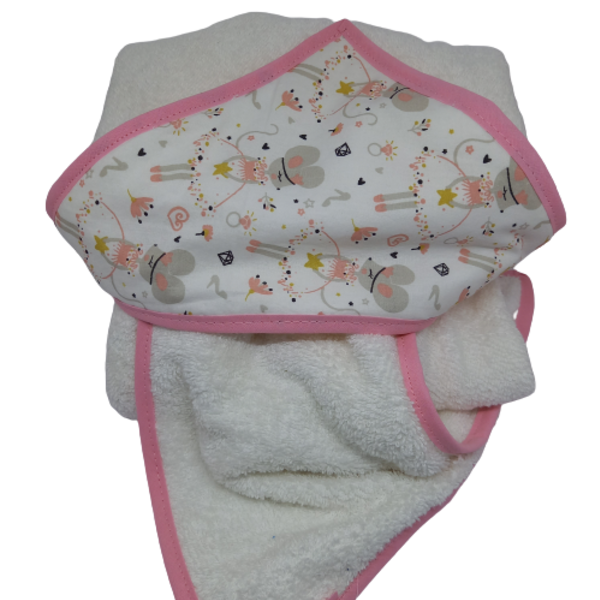 Βαμβακερή ροζ πετσετα μπαλαρινες με κουκούλα, 75x75 εκατοστα - κορίτσι, δώρο, δώρο γέννησης, πετσέτες - 3