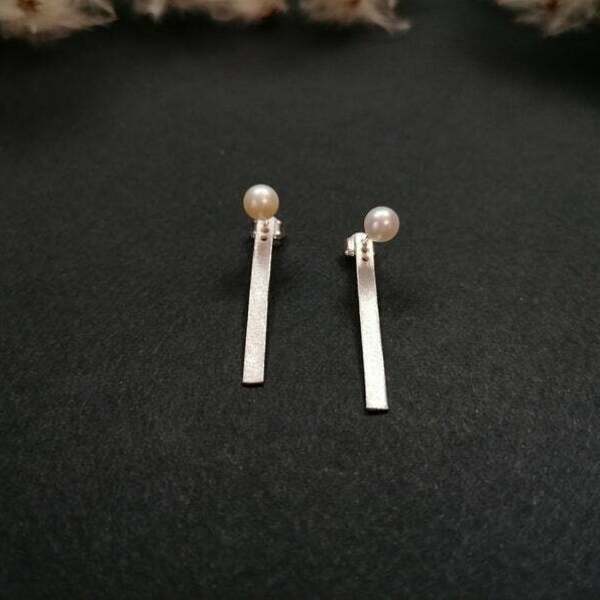 Χρύσα σκουλαρίκια με μαργαριτάρι Ear jacket earrings - ασήμι, επιχρυσωμένα, μεγάλα - 4