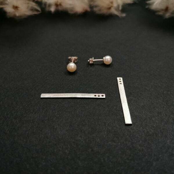 Χρύσα σκουλαρίκια με μαργαριτάρι Ear jacket earrings - ασήμι, επιχρυσωμένα, μεγάλα - 5