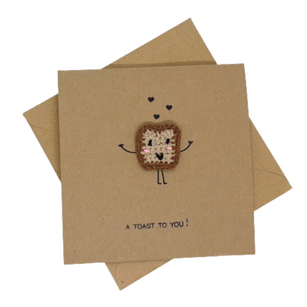 Κάρτα με λογοπαίγνιο - A toast to you - crochet, βελονάκι, γενέθλια, χιουμοριστικό, γενική χρήση