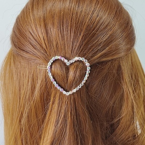 Μπαρέτα για τα μαλλιά καρδιά με στρας - καρδιά, μέταλλο, μοδάτο, hair clips - 2